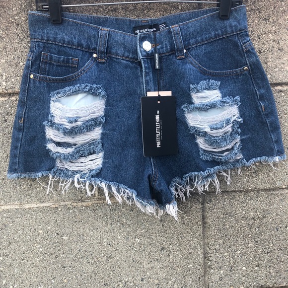 PRETTY LITTLE THING HotPants Ripped Denim Shorts 4 - Picture 4 of 8